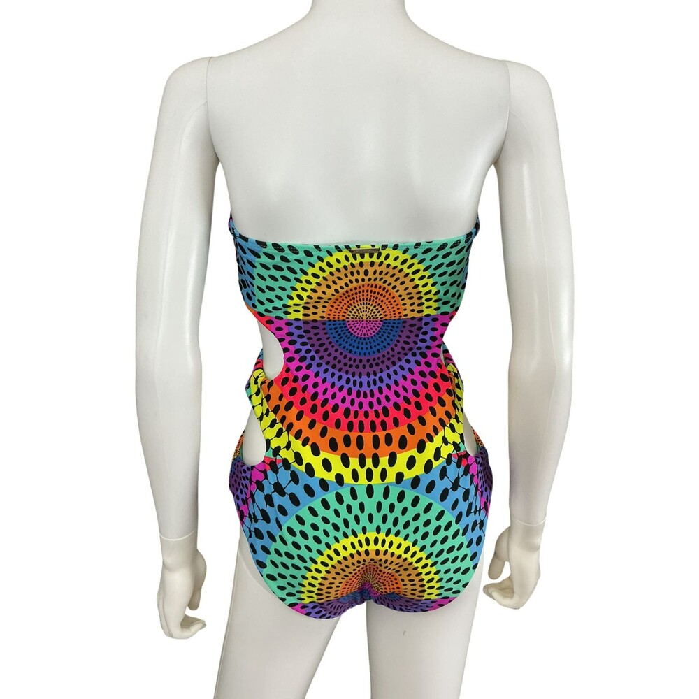 Mara Hoffman One Piece Swimsuit L Cutout Multicolor Rainbow Polka Dot $259 NWOT - Picture 8 of 14